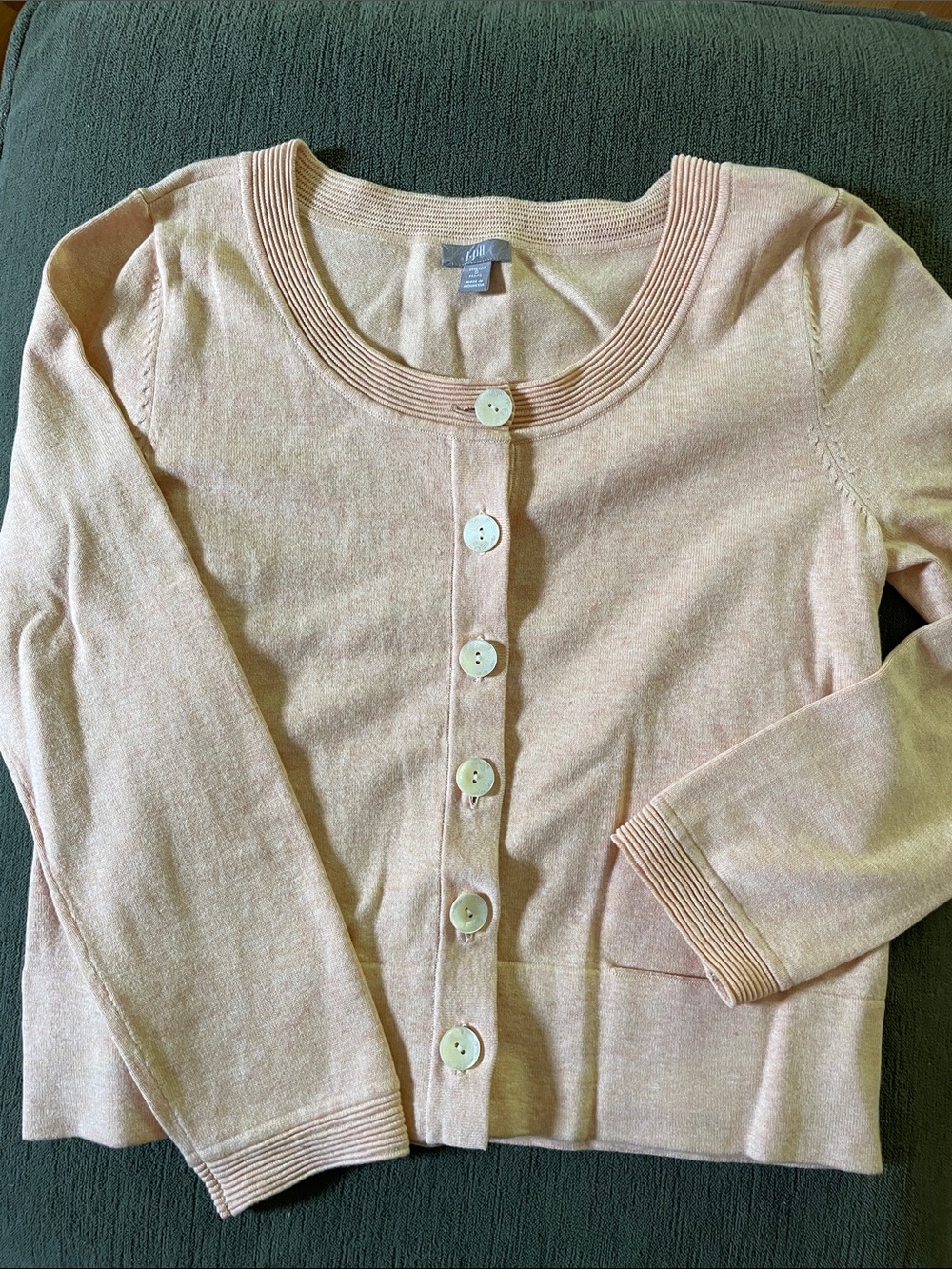 J. Jill Pale Pink Button-Front Knit Cardigan